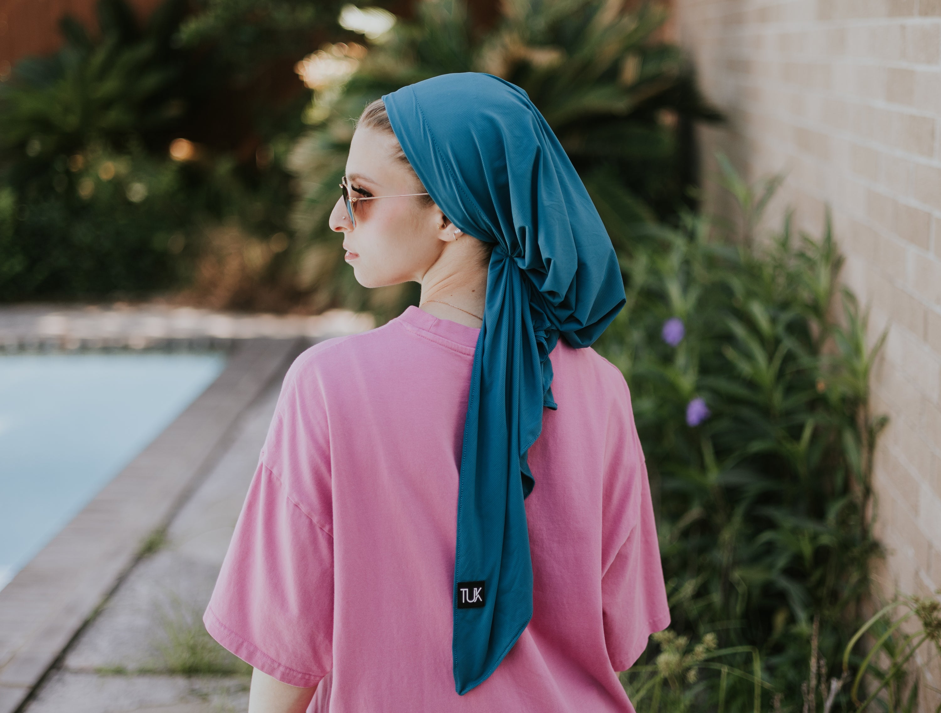 Turquoise Dri Fit Ribbed (with velvet+silicone strong grip band and drifit dust bag) Head Scarf