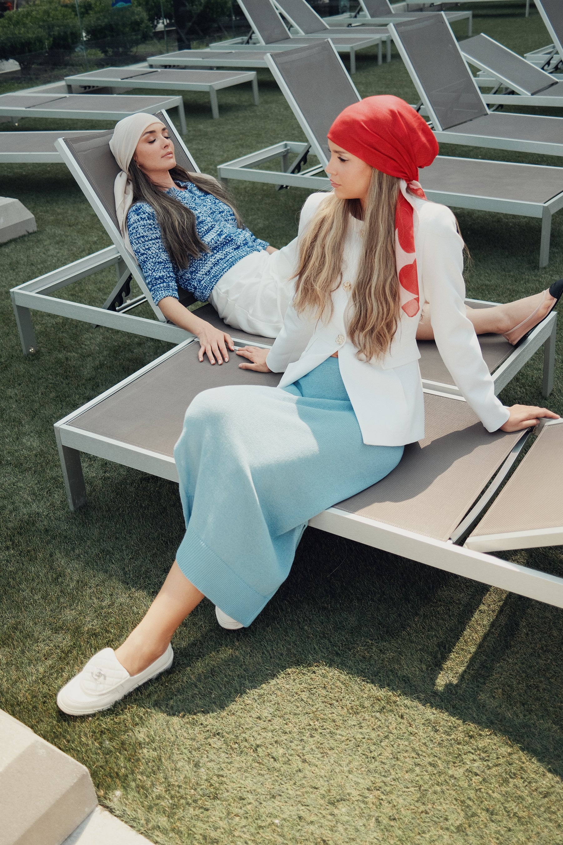 Artistic headscarf with clustered petal print on soft fabric