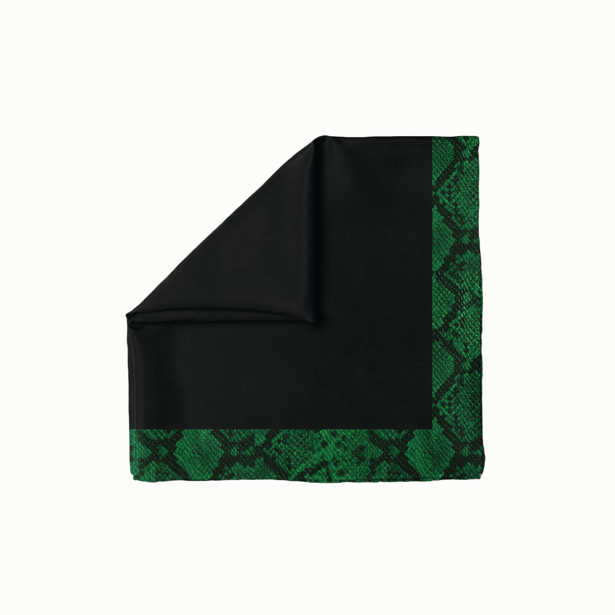 Black With Emerald Snakeskin Border Head Scarf