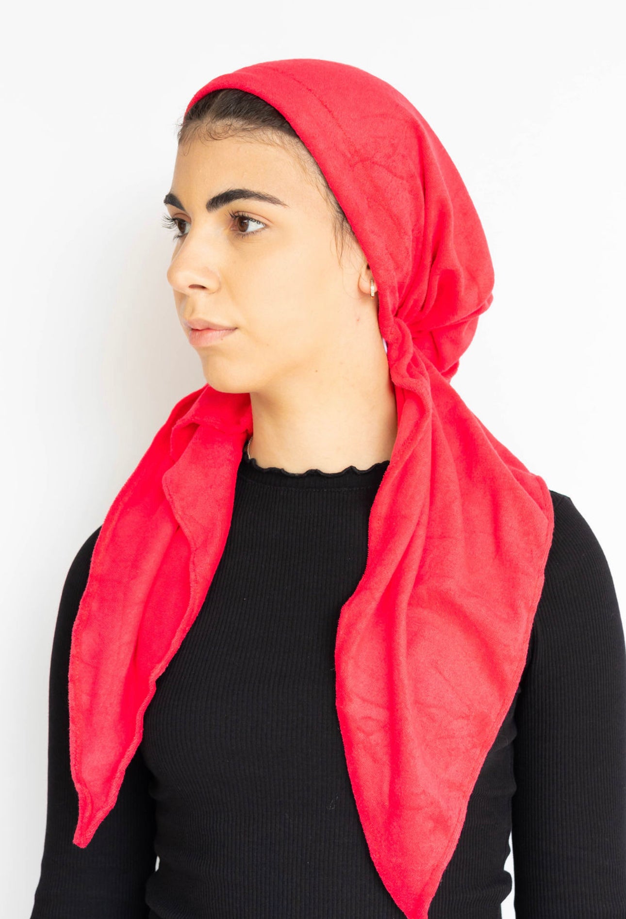 Strawberry Terry Pre Tie Adjustable Head Scarf