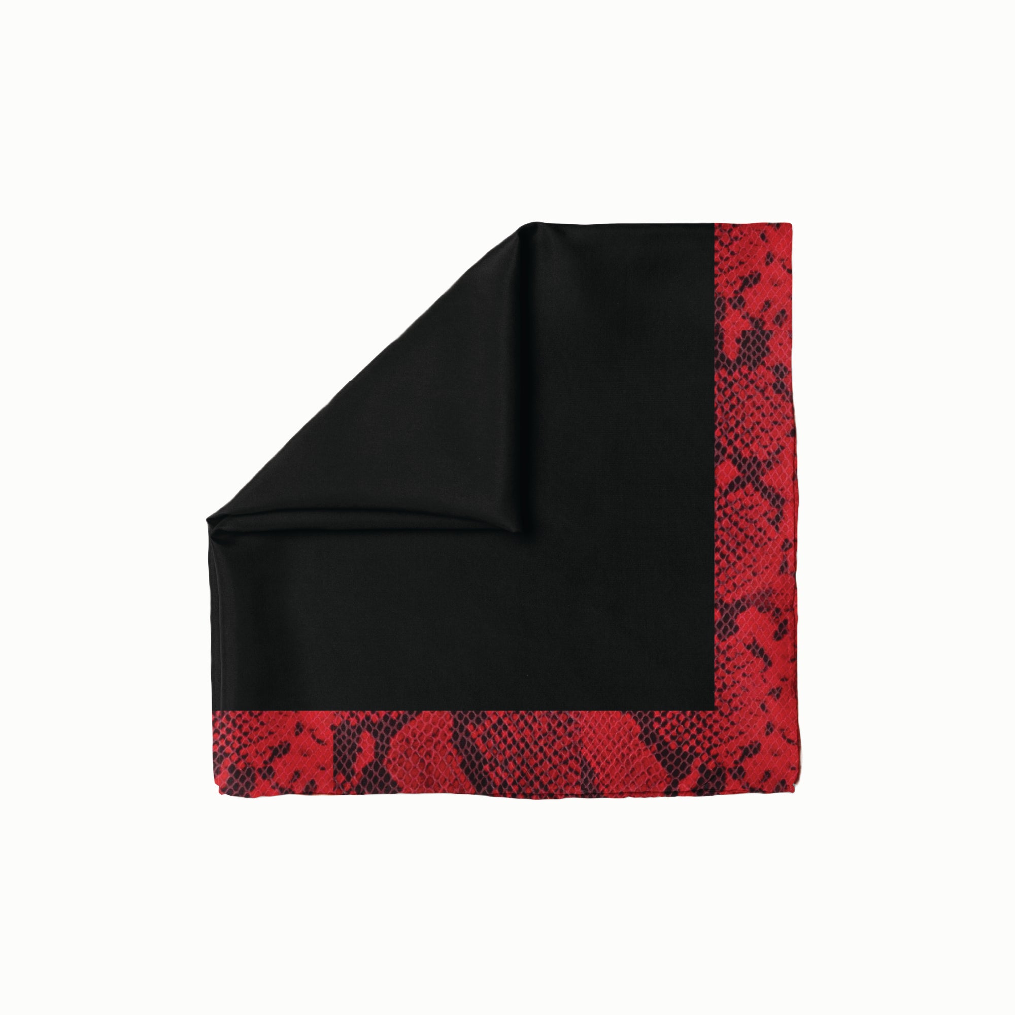 Black With Red Snakeskin Border Head Scarf