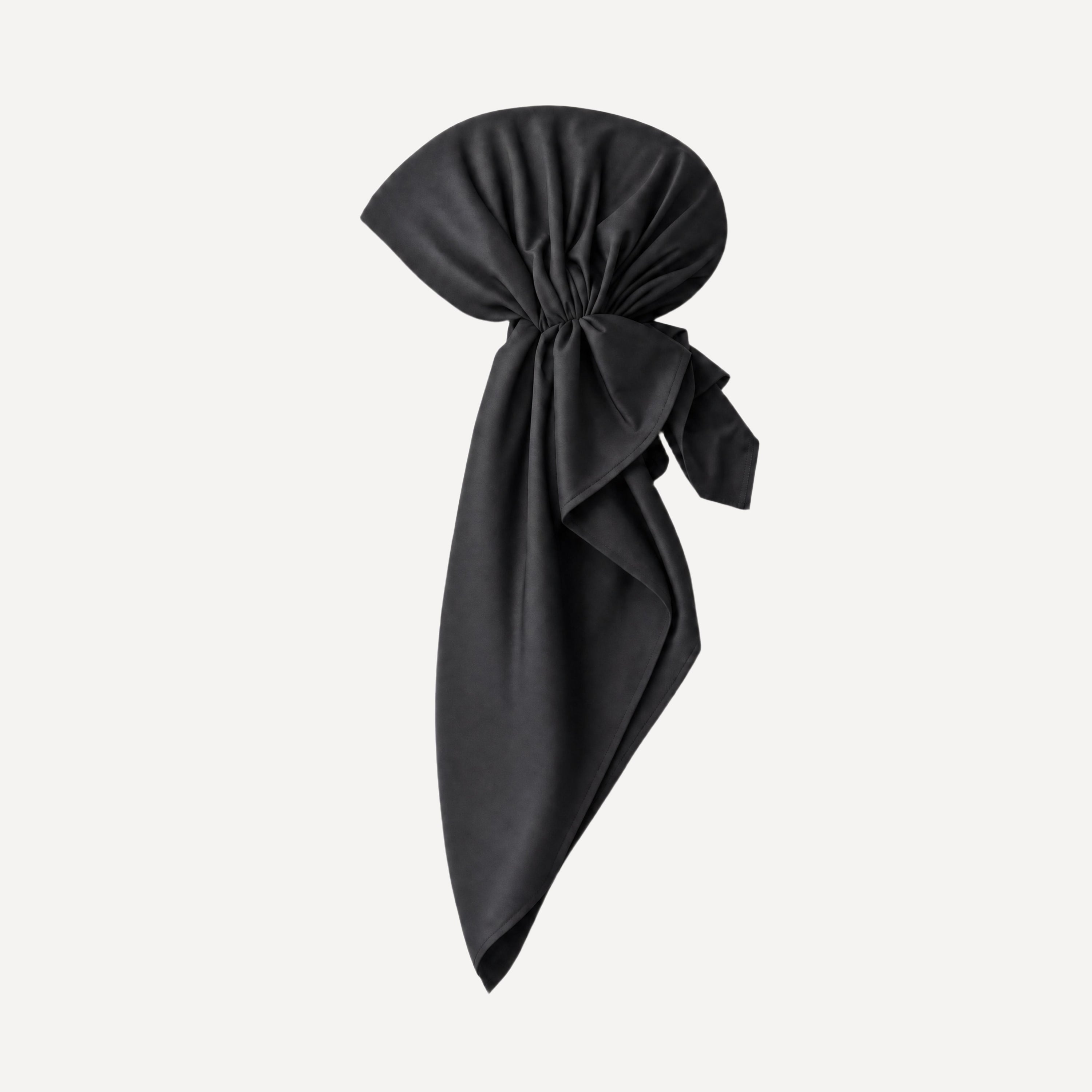Black Swim Head Scarf by TUK, lightweight quick-dry modest swim head cover for stylish beach and pool wear for women.
