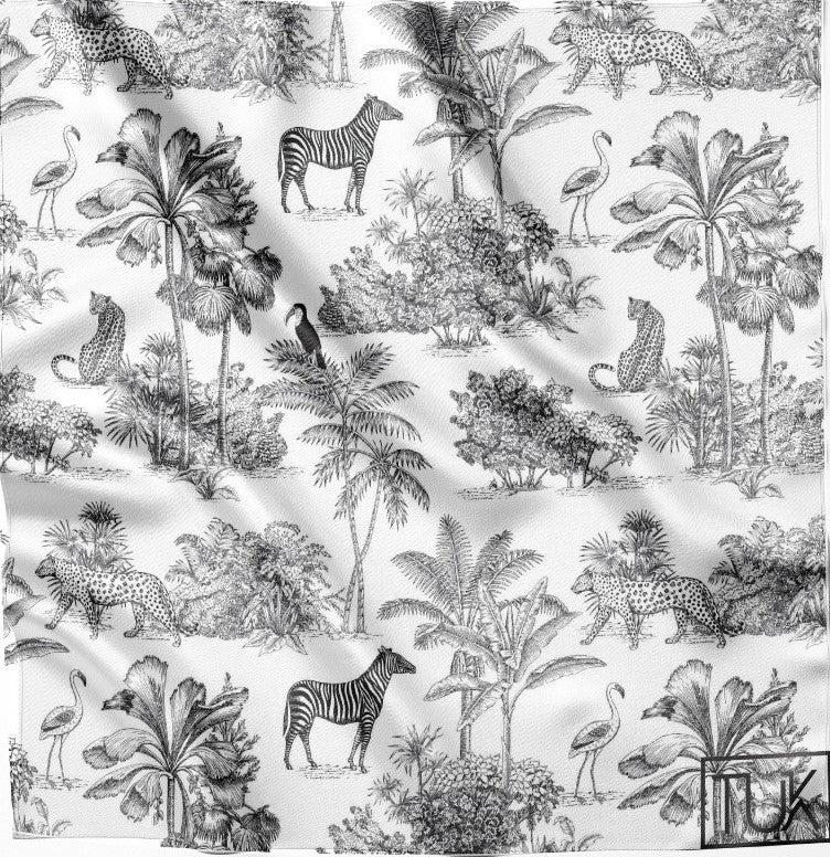 Black and White Vintage Toile Head Scarf