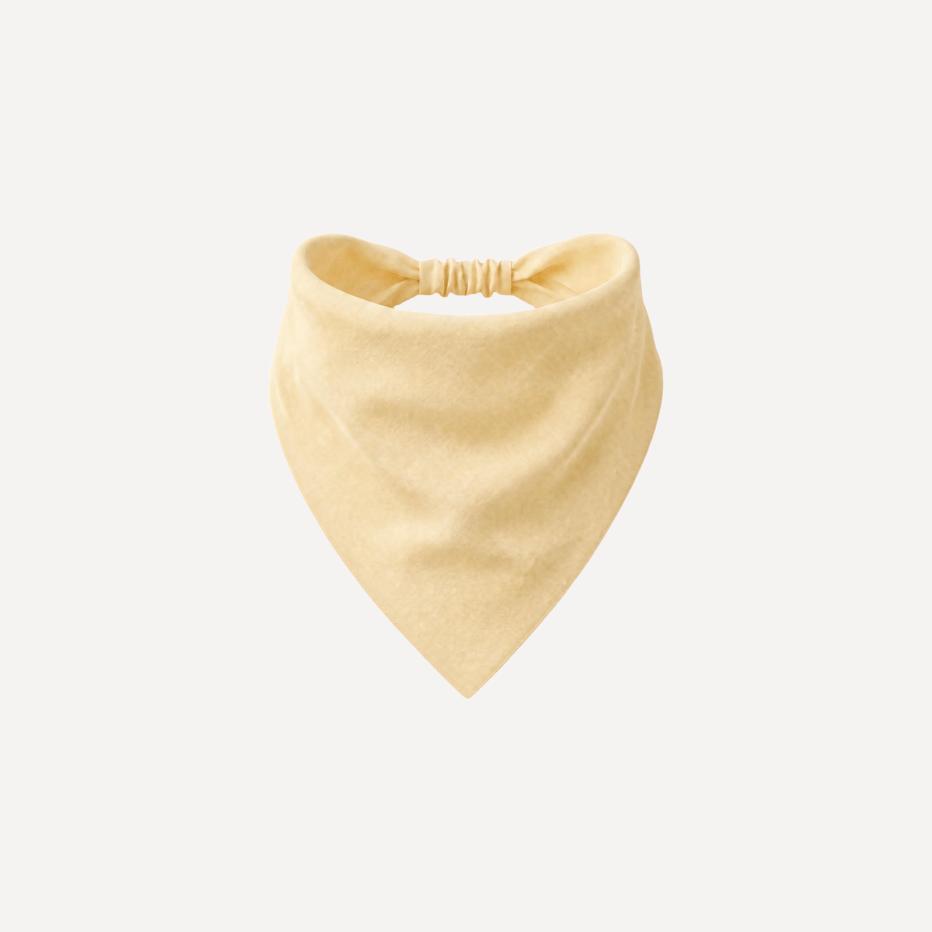 Butter Yellow Solid Headband Bandana with soft fabric, triangle silhouette, and elastic back for a secure fit.