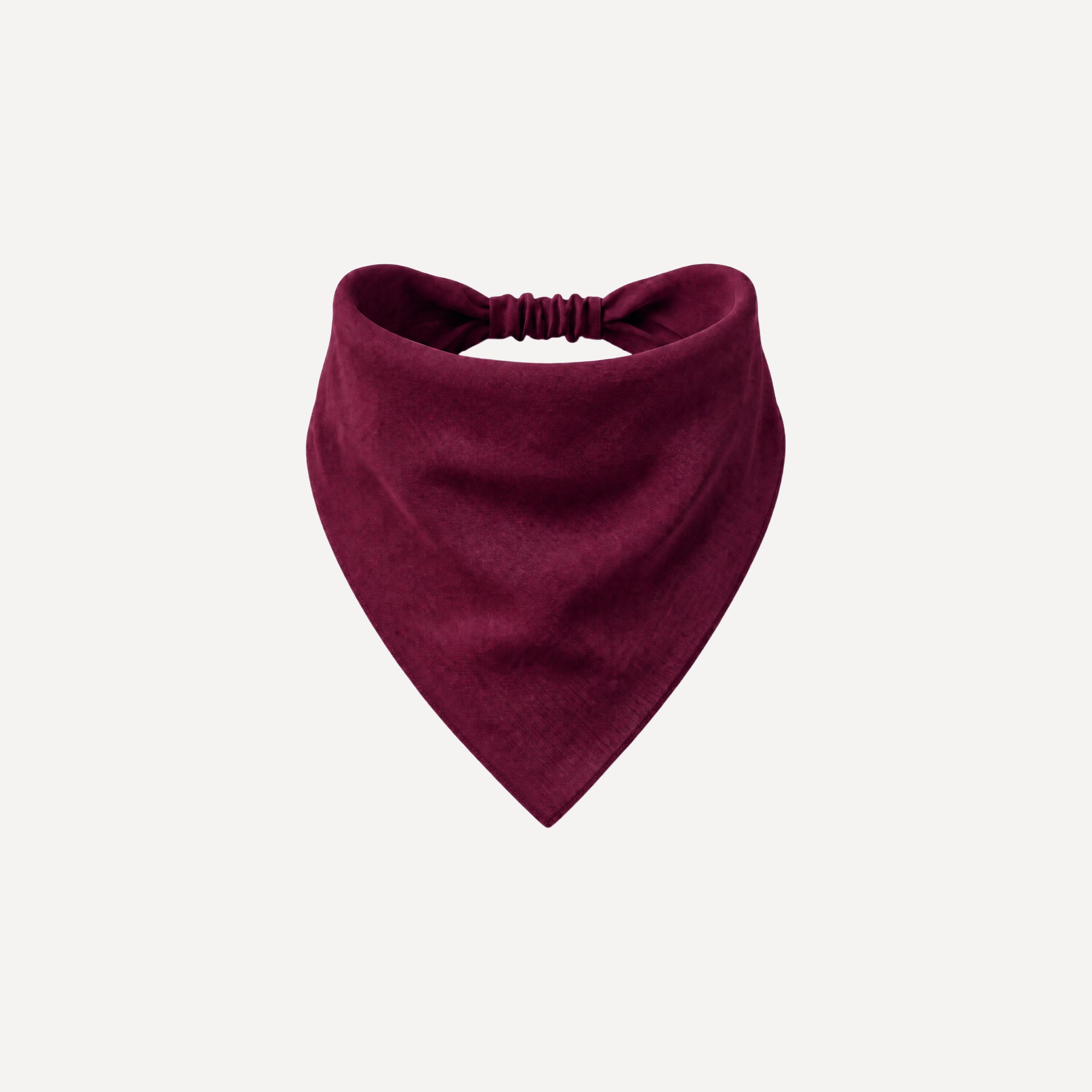 Deep Burgundy Solid Headband Bandana by TUK featuring a rich burgundy finish, soft drape, and comfortable elastic back.