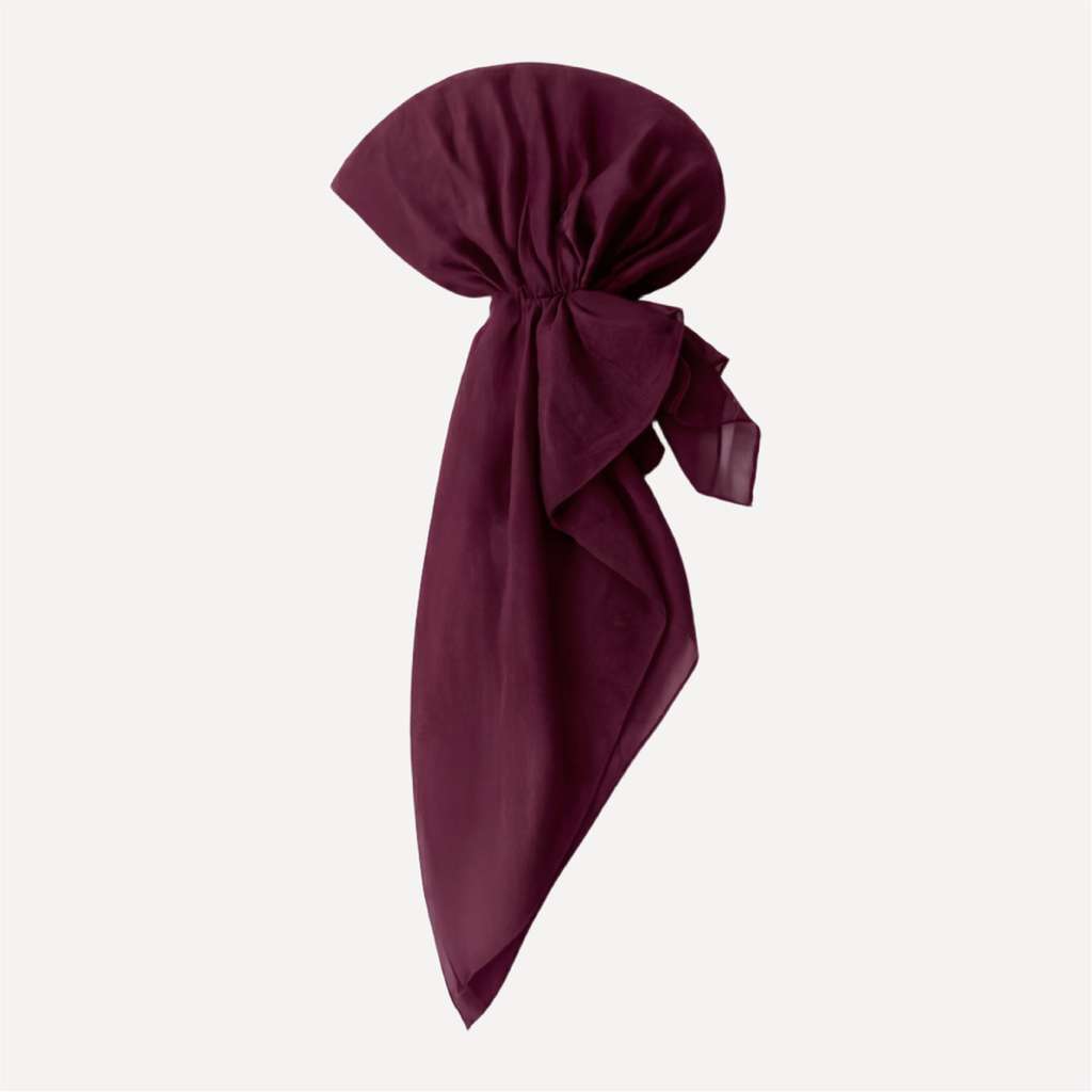 Discover TUK's Deep Burgundy Solid Head Scarf, featuring a rich burgundy hue, lightweight fabric, elegant drape, and versatile styling for any look.