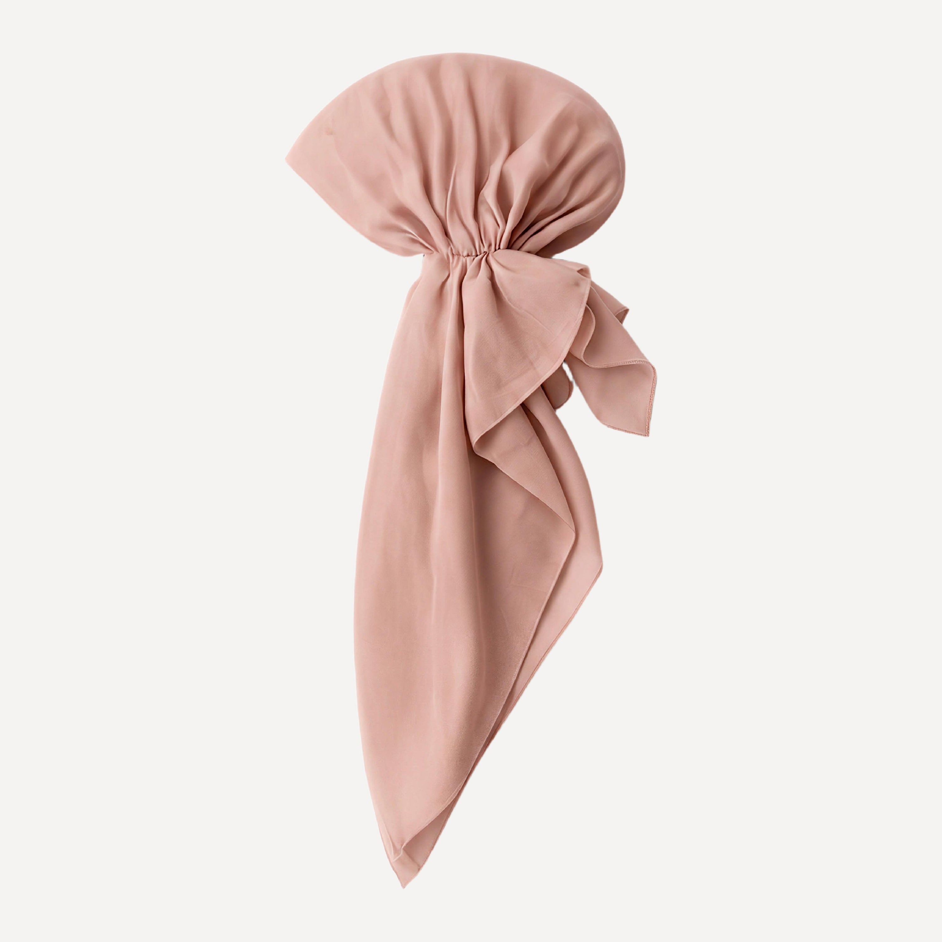 Dusty Rose Solid Head Scarf by TUK styled in a pre-tied wrap, featuring a soft blush pink hue and elegant draped finish.