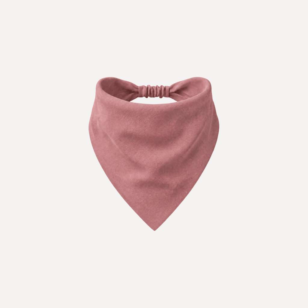 Dusty Rose Solid Headband Bandana by TUK featuring a soft pink solid fabric, elastic headband, and triangle bandana design.