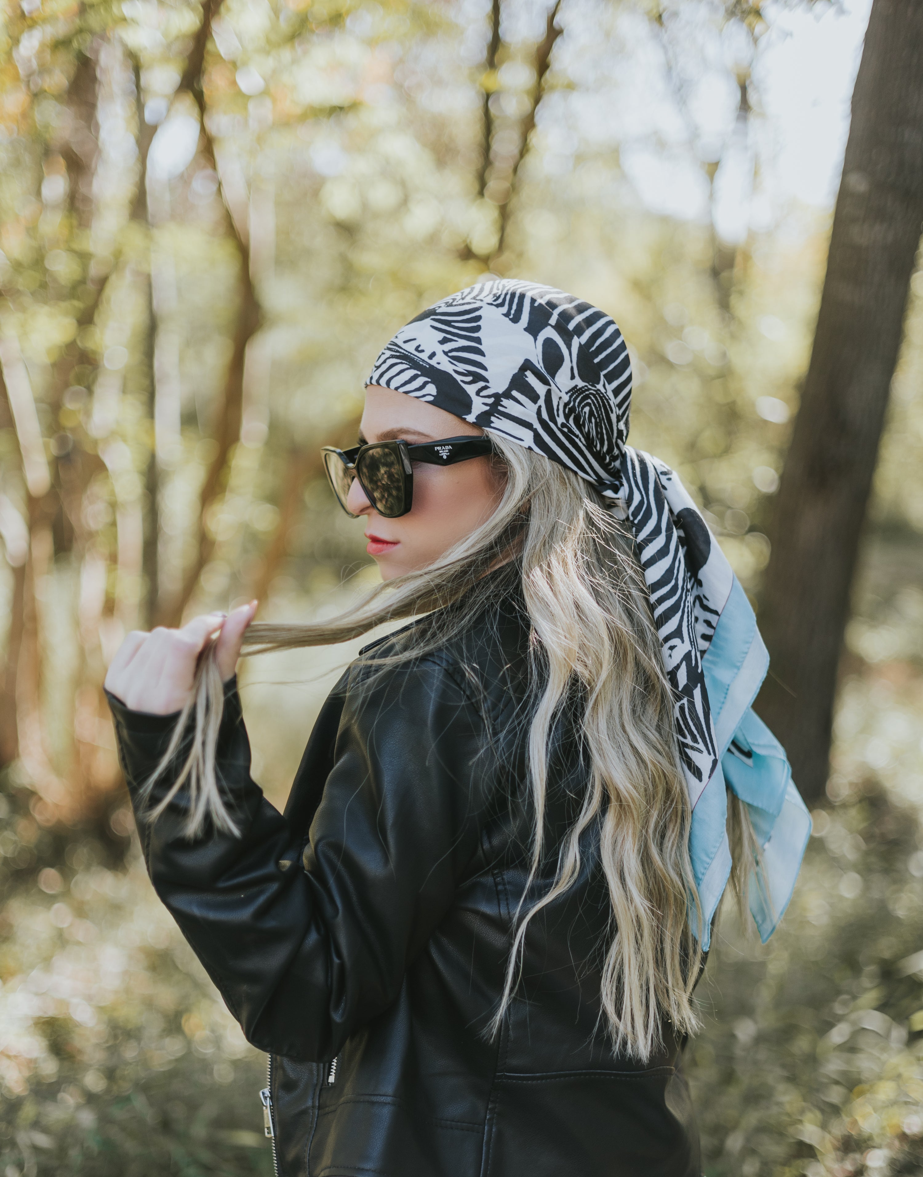 Safari With Sky Blue Border Head Scarf