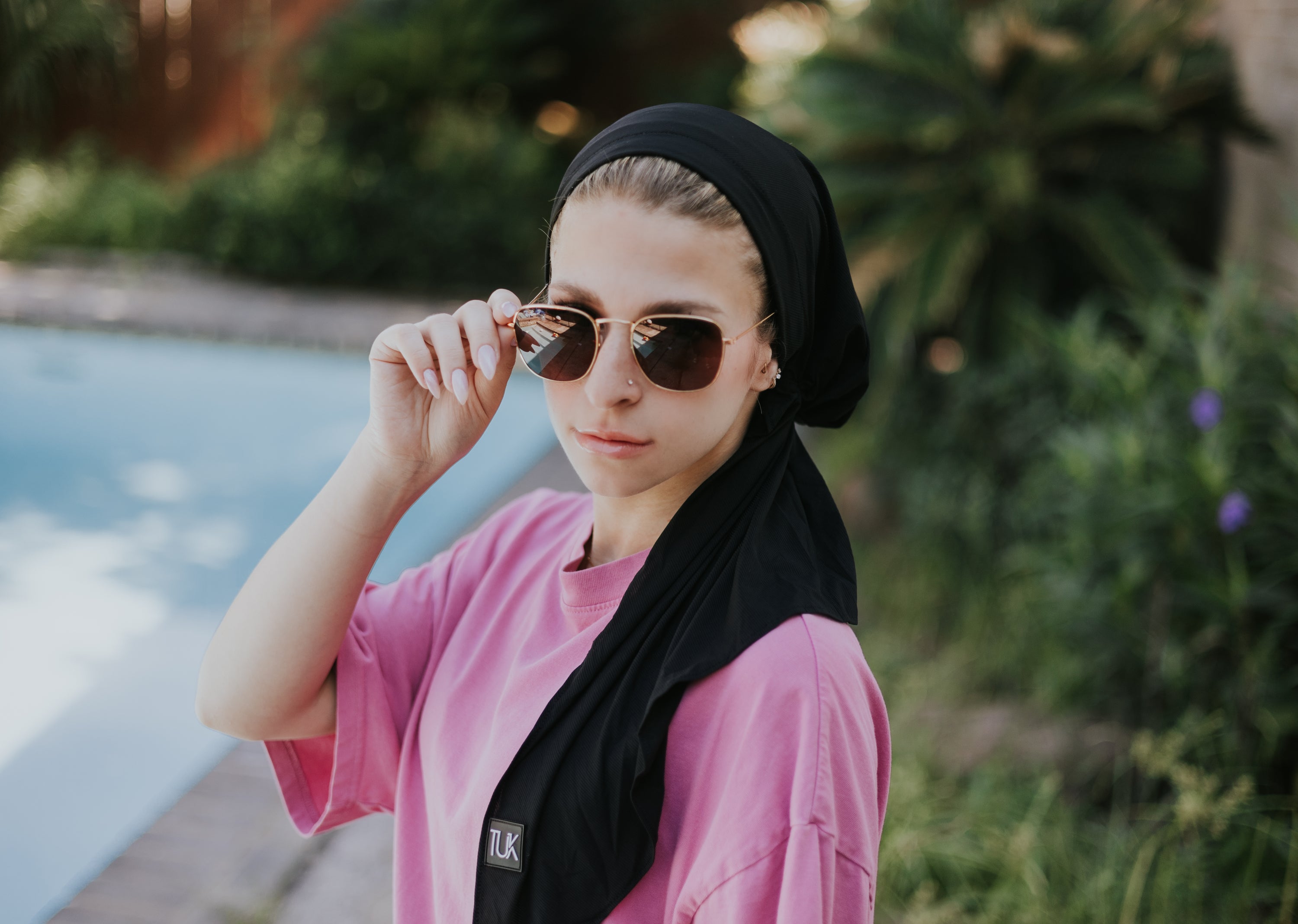 Black Dri Fit Ribbed (with velvet+silicone strong grip band and drifit dust bag) Head Scarf
