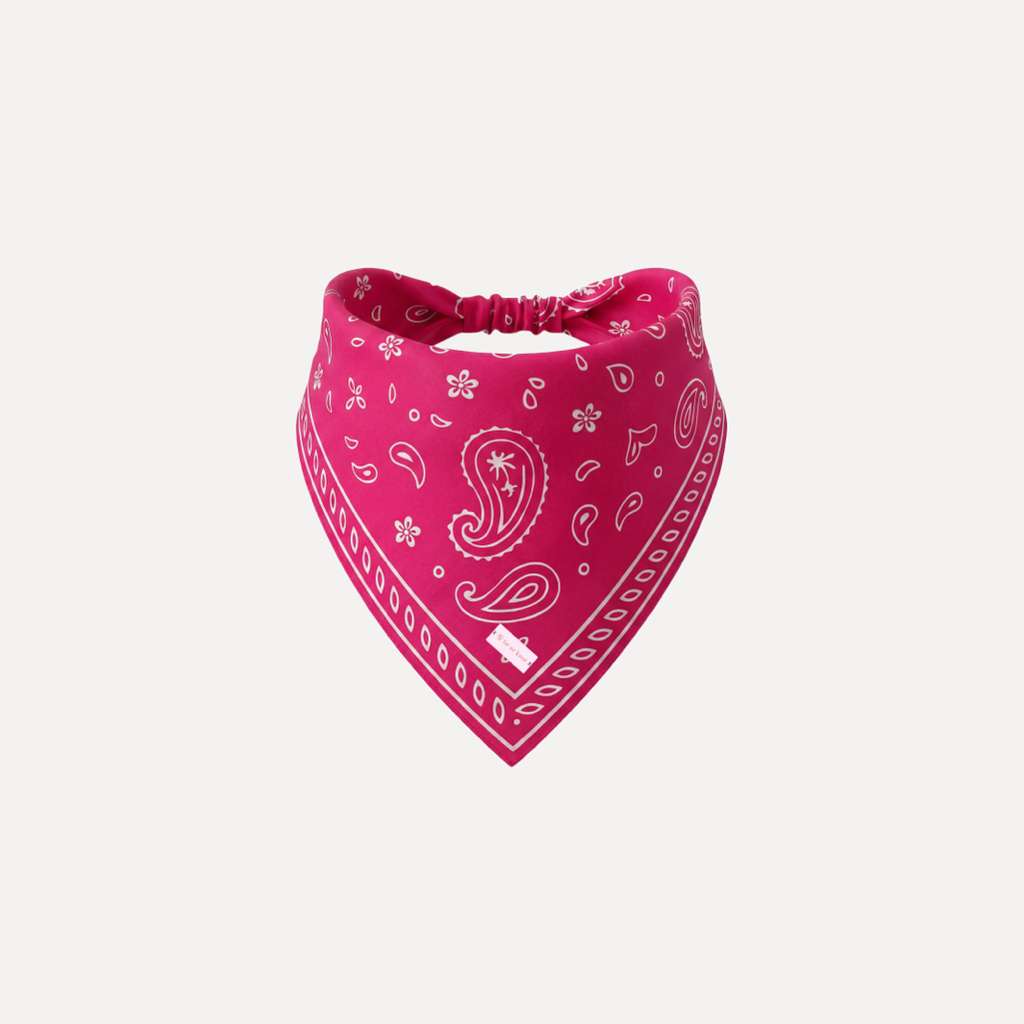 Pink paisley Knot Today headband bandana by TUK, stylish knotted hair accessory with western boho vibe for everyday wear.