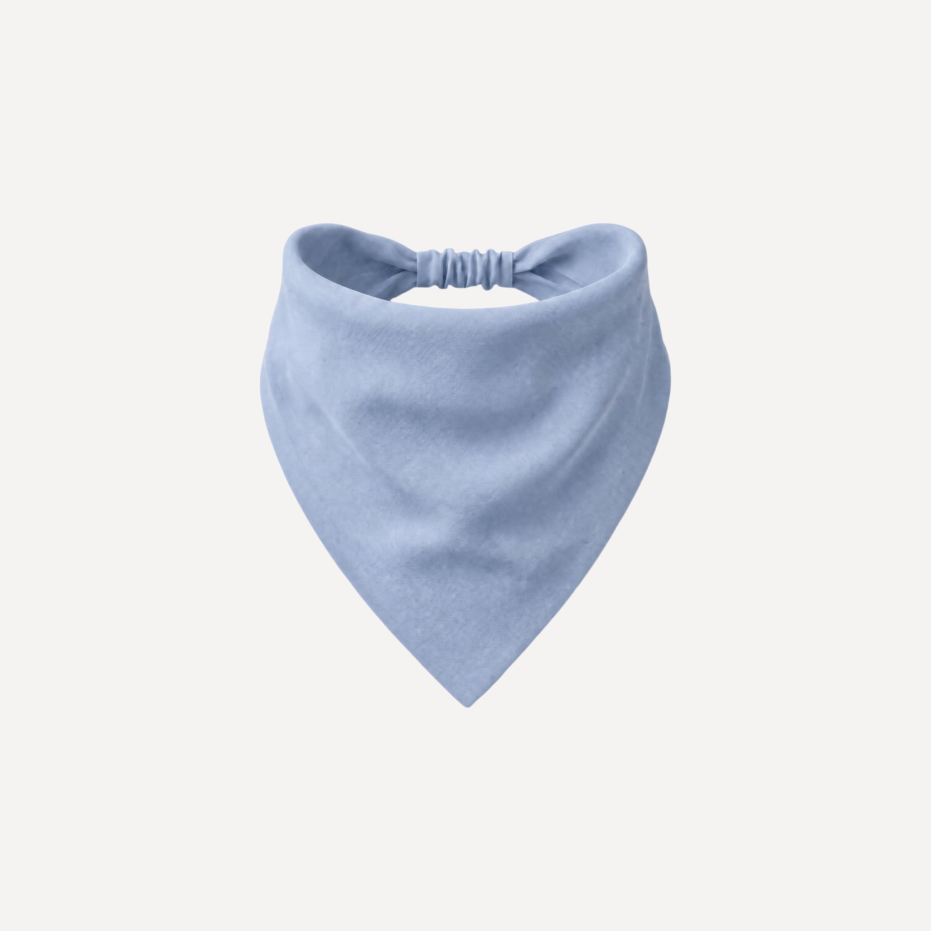 Pale Blue Solid Headband Bandana by TUK featuring a soft blue fabric, elastic back band, and minimalist triangle design.