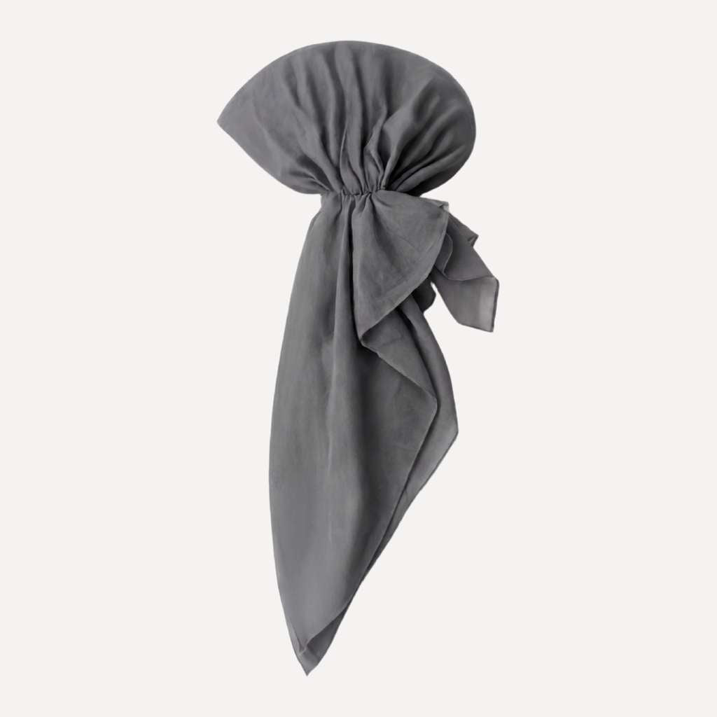 Pale Gray Solid Head Scarf styled in a pre-tied design with soft drape, elegant gray tone, and comfortable everyday wear.