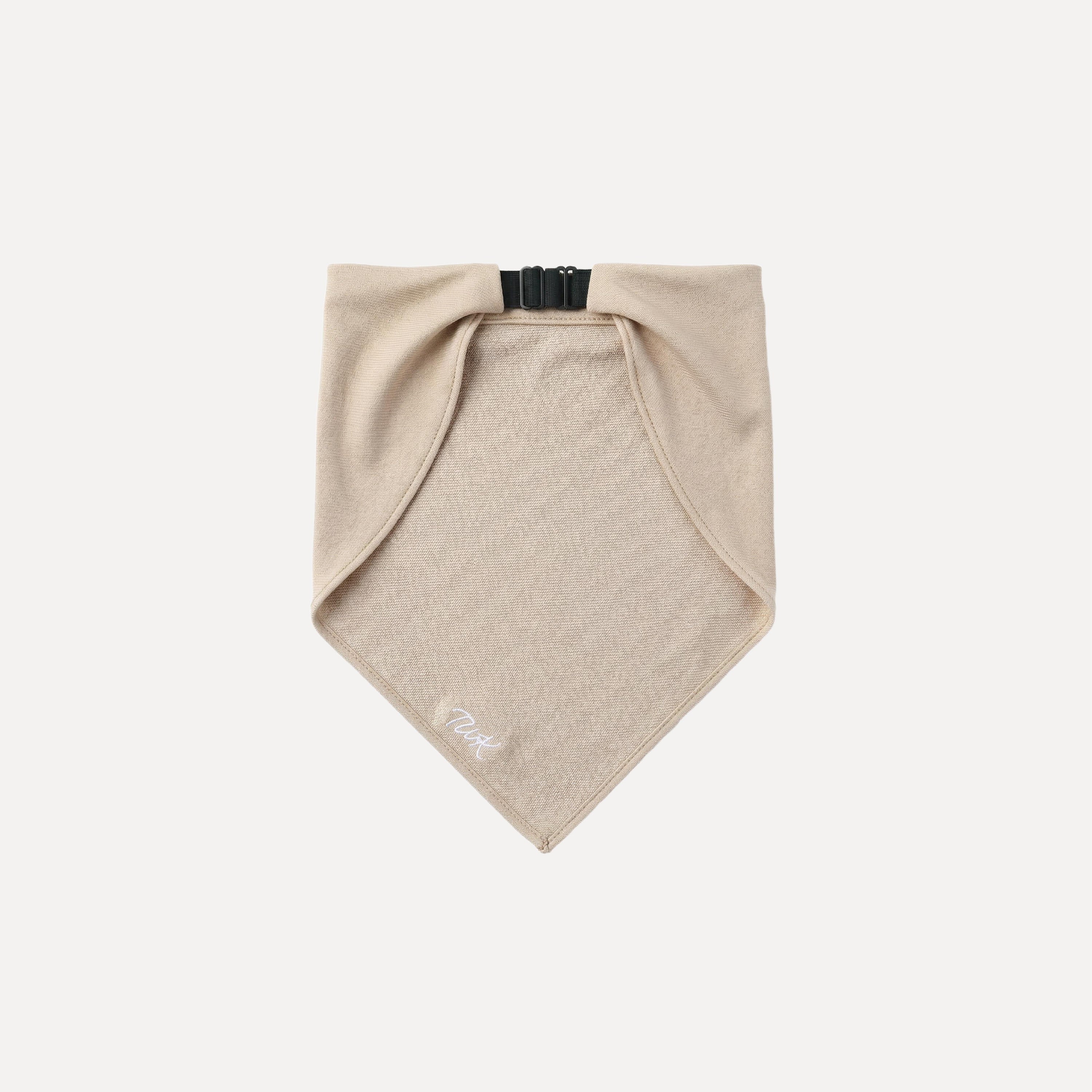 Sand Denim Bandana by TUK back view featuring soft beige denim, adjustable buckle closure, and comfortable headscarf design.