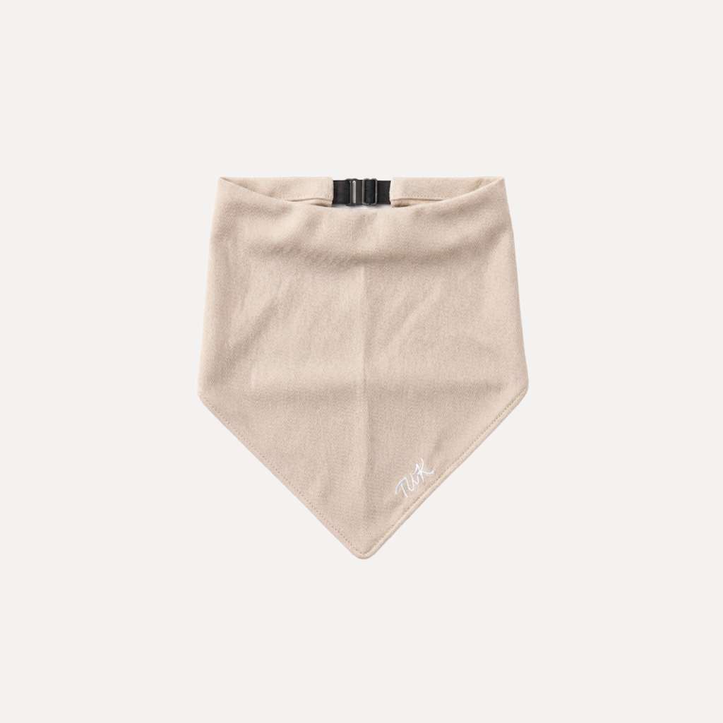 Sand Denim Bandana by TUK in soft beige denim with adjustable buckle closure, stylish neutral headscarf accessory.