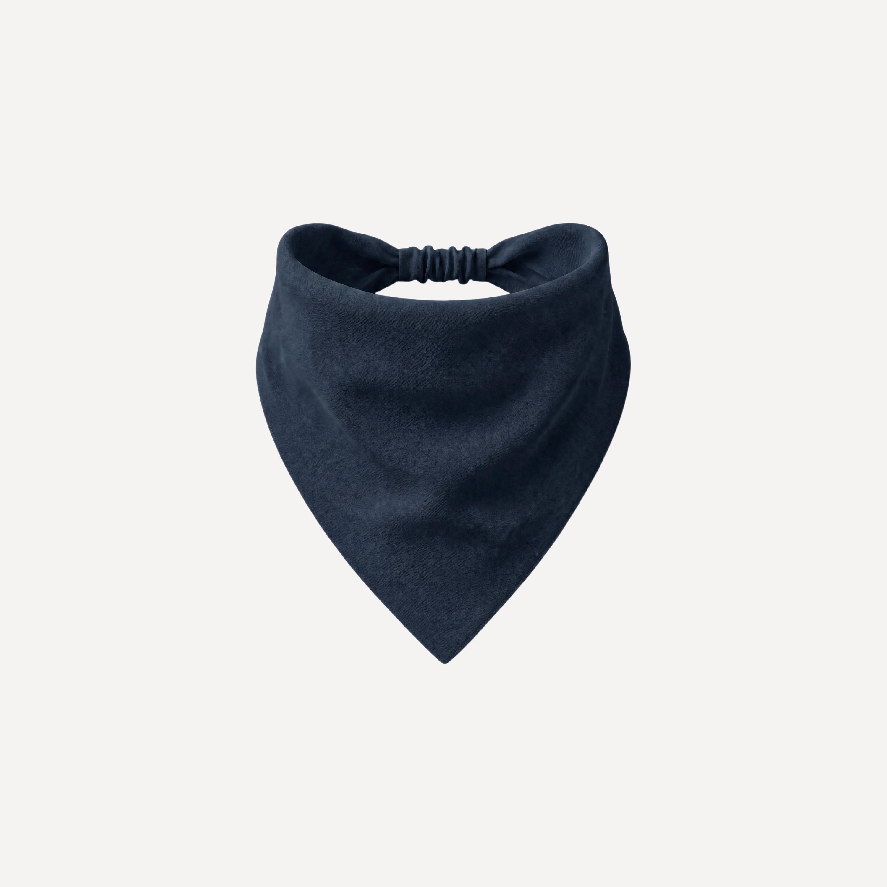 Slate Blue Solid Headband Bandana by TUK featuring a soft solid blue fabric, elastic back, and classic triangular drape.