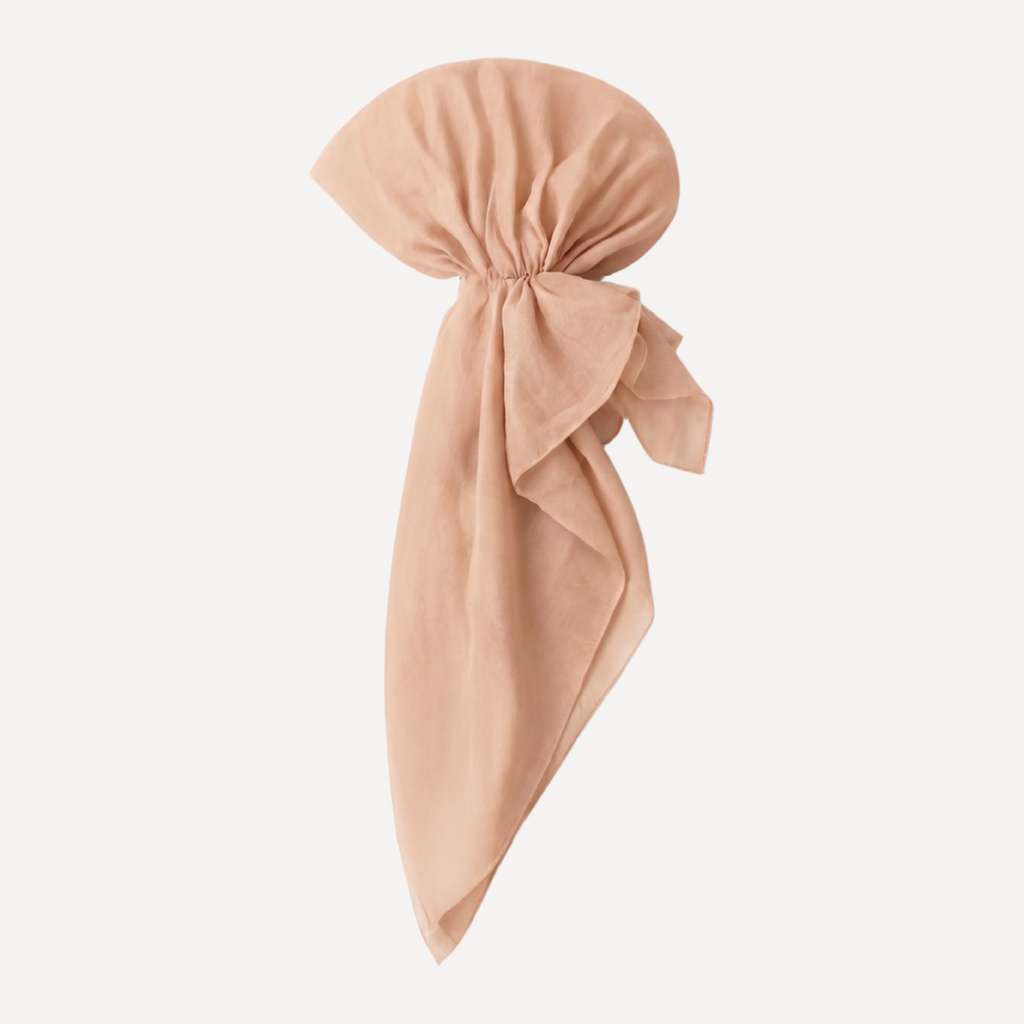 Soft Cream Solid Head Scarf by TUK styled in a pre-tied design, featuring a soft neutral hue and elegant flowing drape.
