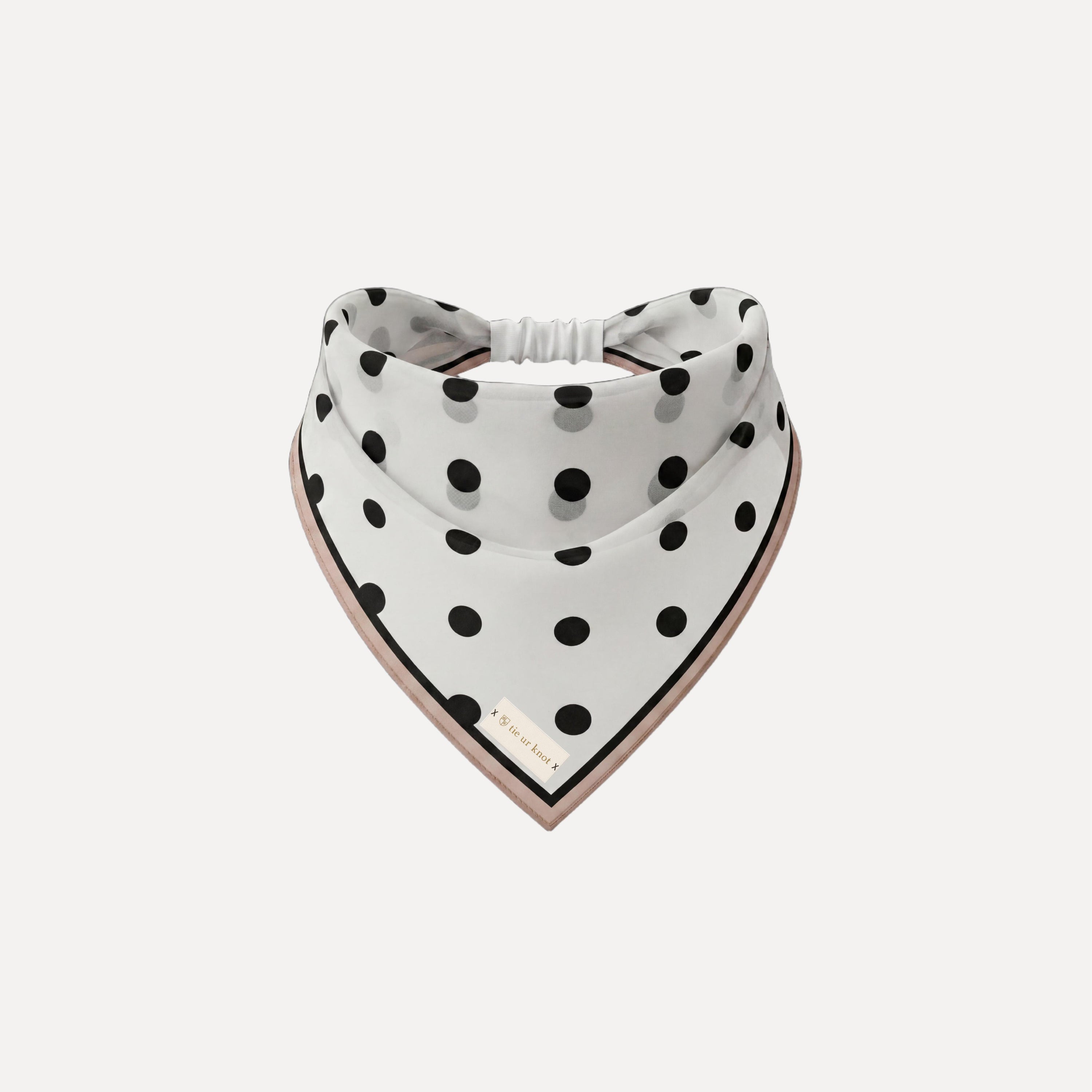 Black and white polka dot headband bandana by Tie Ur Knot, chic silk hair accessory with adjustable fit for everyday style.