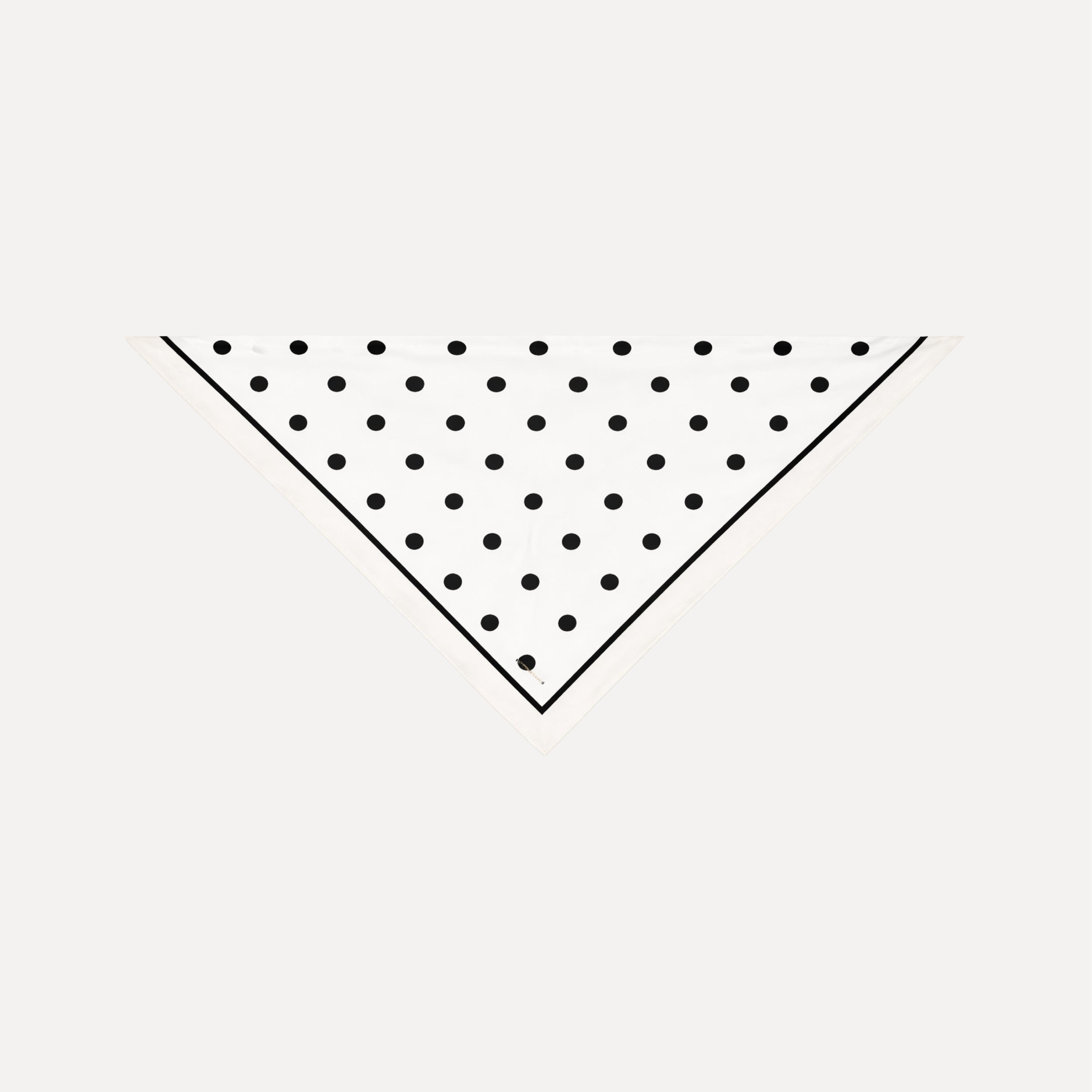 White silk scarf with black polka dots and black border – TUK Spot On Silk Scarf.