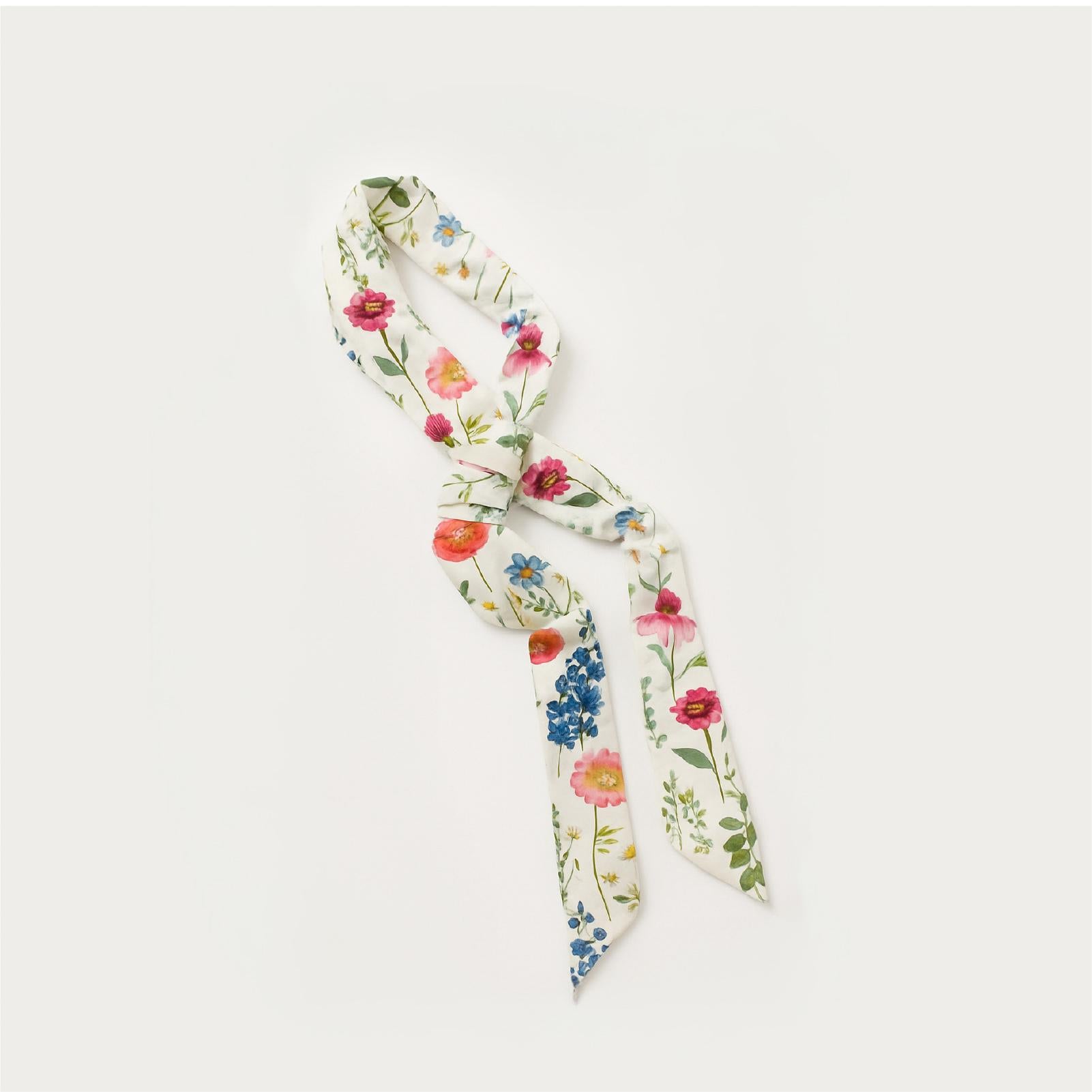 Delicate floral headscarf with painted botanical design
