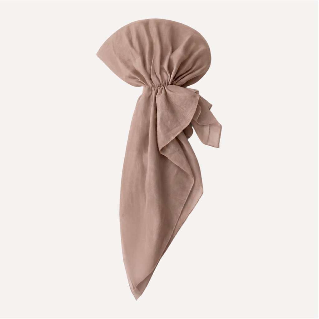 Warm Taupe Solid Head Scarf by TUK styled in a pre-tied look, featuring a soft taupe shade and elegant flowing drape.