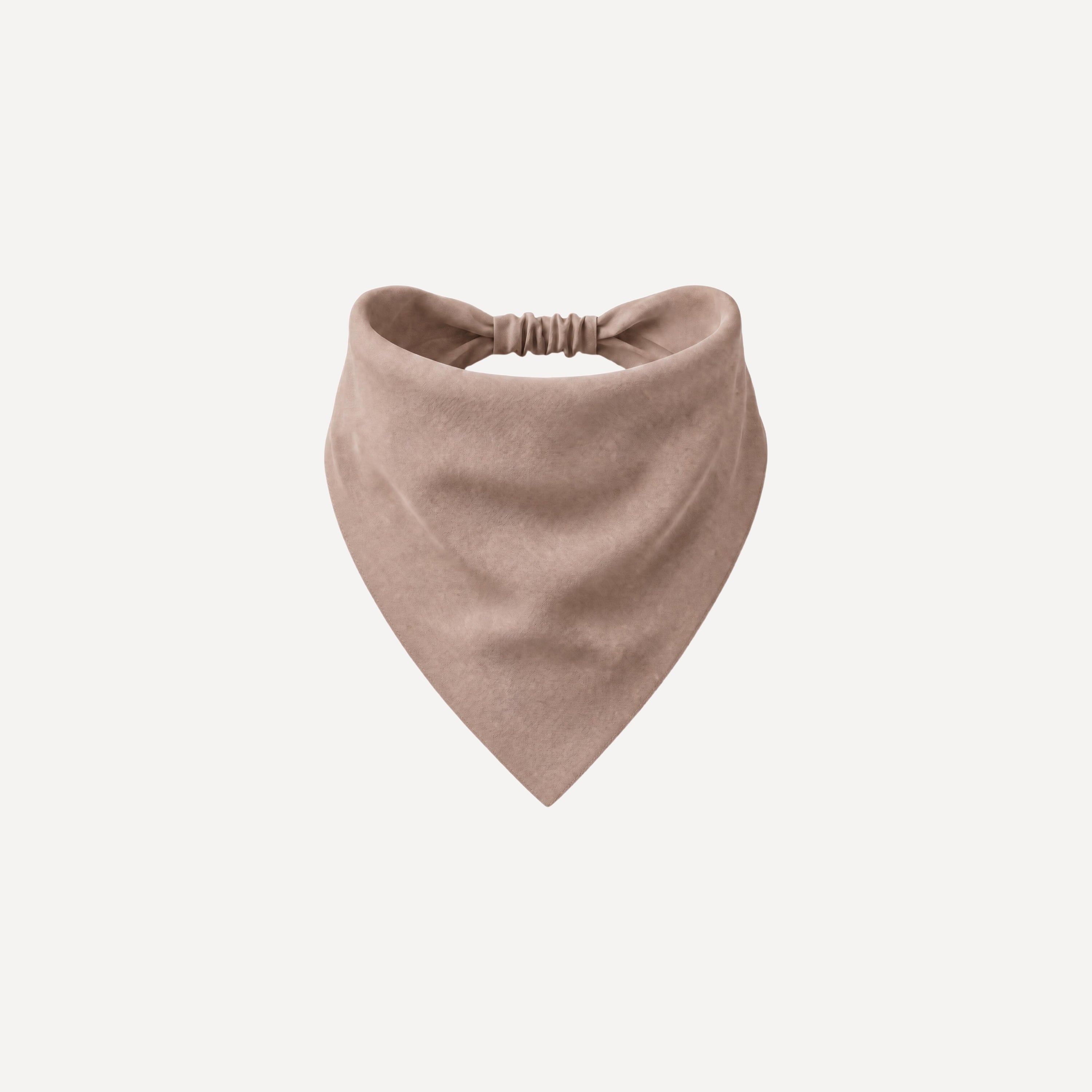 Warm Taupe Solid Headband Bandana by TUK featuring a soft neutral taupe fabric, triangle drape, and elastic headband fit.
