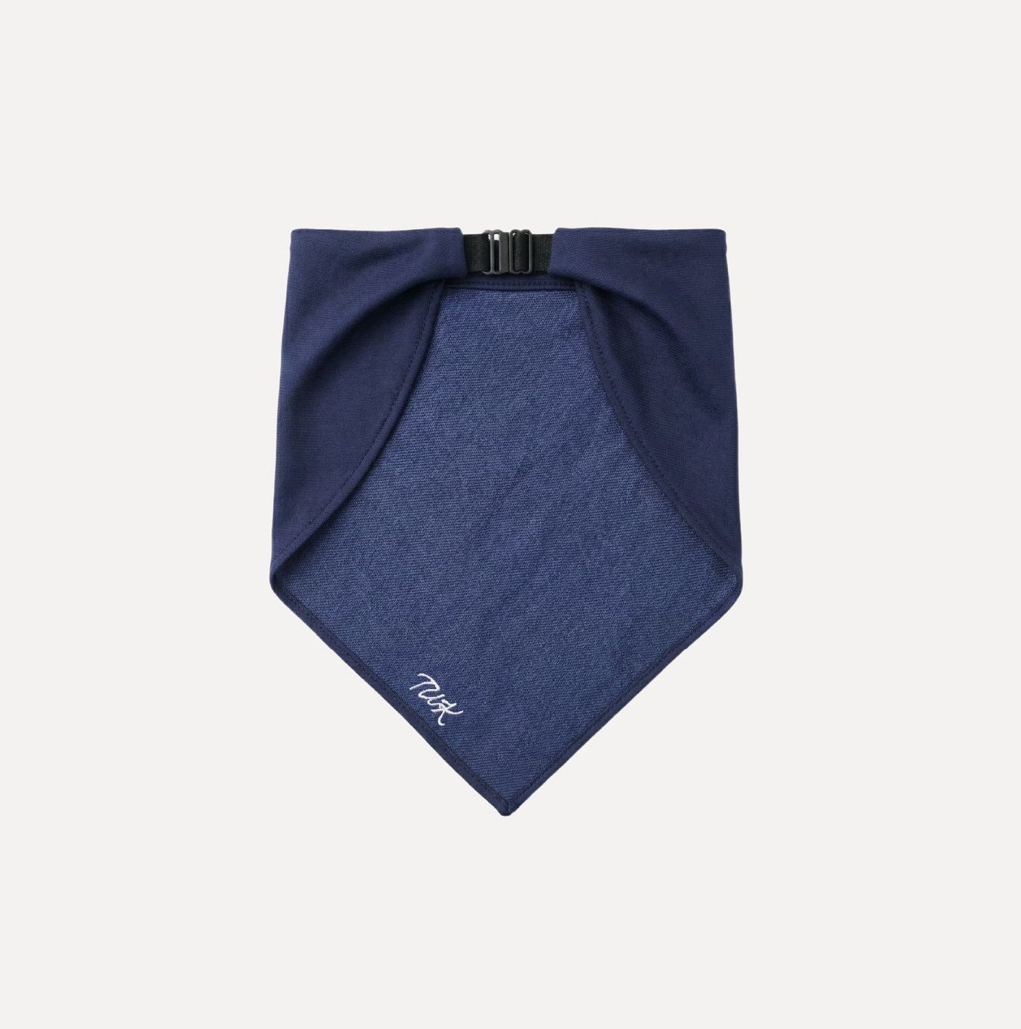 Back view of TUK Washed Indigo Denim Bandana showcasing premium denim fabric, rich indigo wash, adjustable buckle closure, and clean finish.