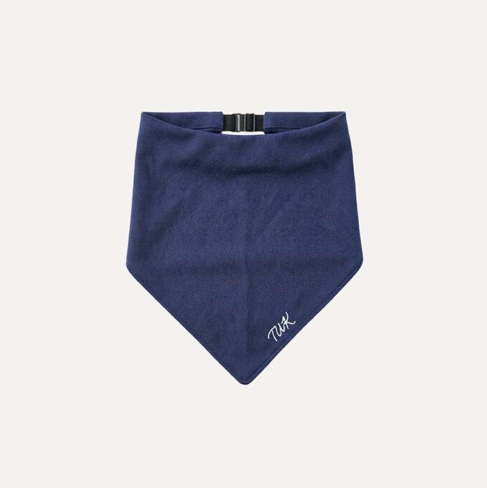 TUK Washed Indigo Denim Bandana featuring a rich indigo wash, premium denim fabric, adjustable buckle closure, and minimalist design.
