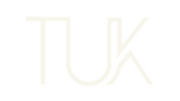Logo with the letters 'TUK' on a transparent background