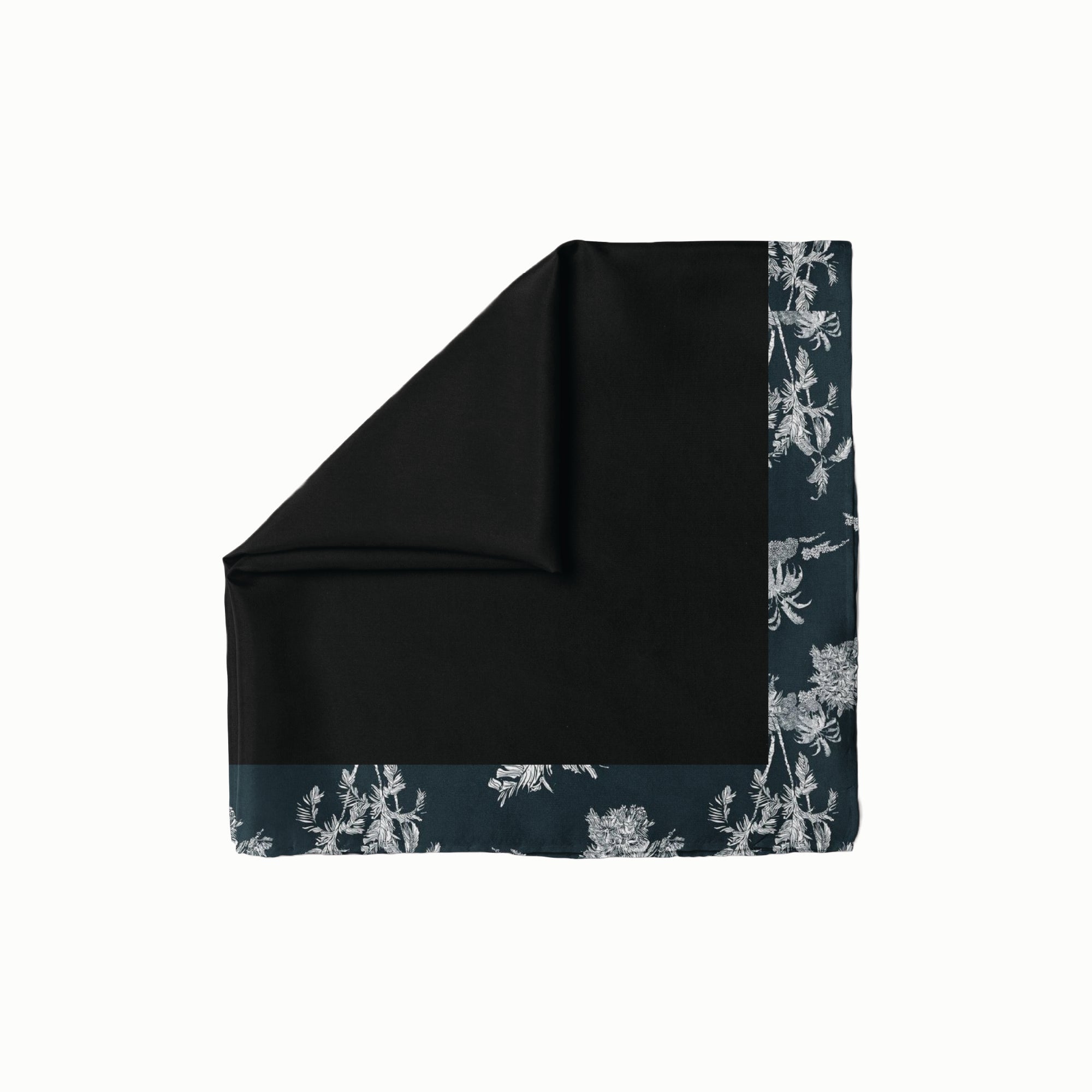 Black With Forest Green Toile Border Head Scarf