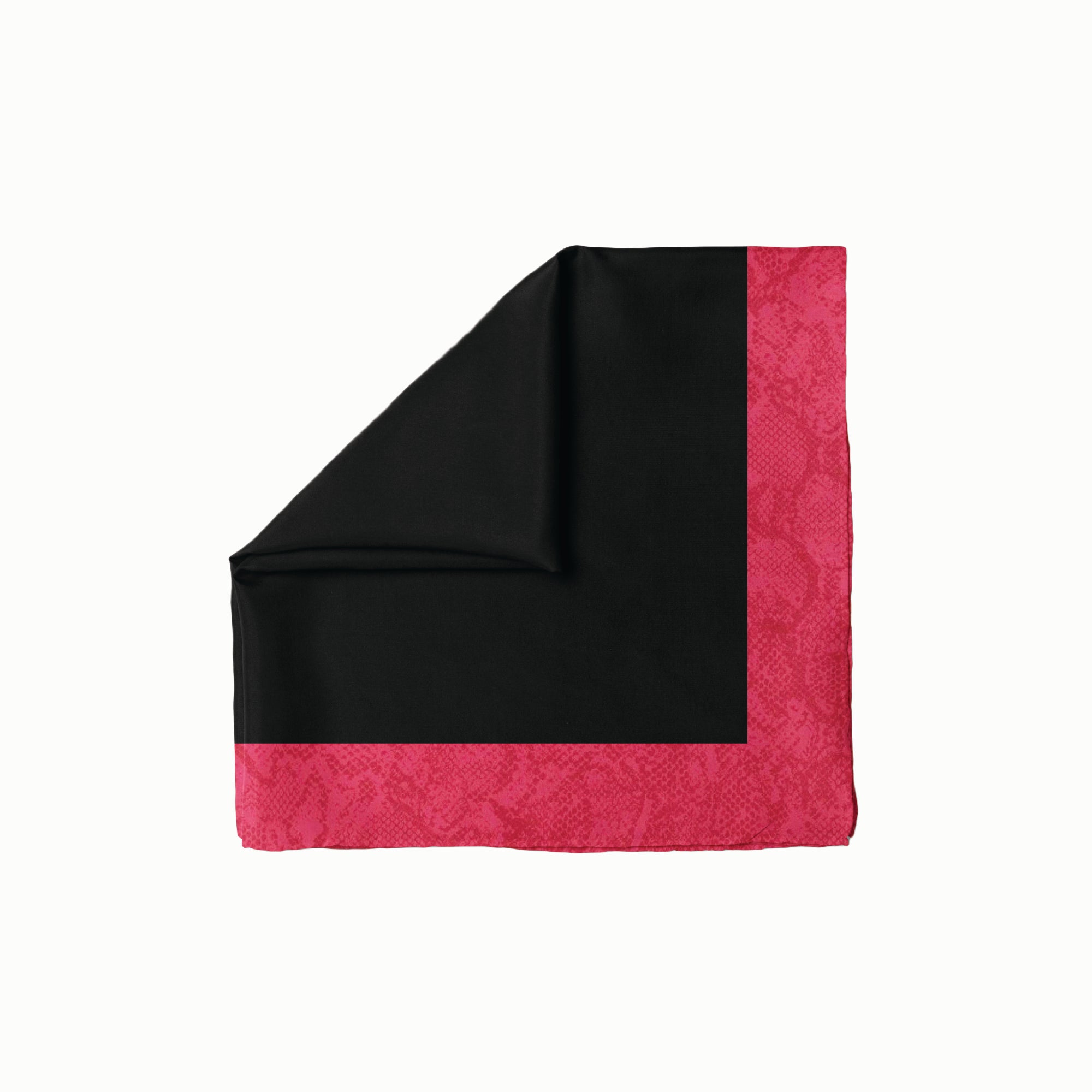 Black With Cherry Snakeskin Border Head Scarf